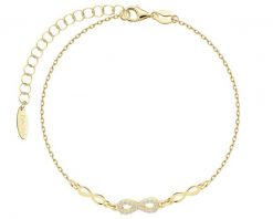 Bransoletka srebrna z cyrkoniami - nieskończoności. Szare bransoletki Apart, z cyrkonią, pozłacane. Za 239.00 zł.