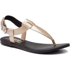 Sandały TOMMY JEANS - Shiny Metallic Flat Sandal EN0EN00566 Light Gold 715. Żółte sandały Tommy Jeans, bez wzorów, z jeansu, bez obcasa, na obcasie, bez zapięcia. W wyprzedaży za 209.00 zł.