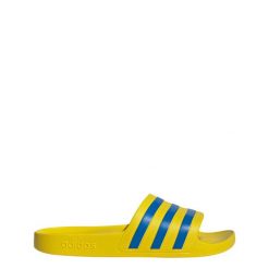 Klapki adilette Aqua. Niebieskie klapki Adidas, bez wzorów, bez obcasa. Za 109.00 zł.
