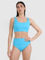 4F Góra od bikini damska - turkusowa XL. Niebieskie szorty 4f, bez wzorów, z elastanu, eleganckie. Za 69.99 zł.