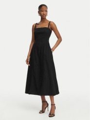 Guess Sukienka letnia W6GK44 W1884 Czarny Regular Fit. Czarne sukienki Guess, na lato, xs, z aplikacjami, z bawełny, bez kołnierzyka, bez ramiączek. Za 694.99 zł.