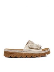 Rieker Klapki CEO-V8763-60 Złoty. Żółte klapki Rieker, bez wzorów, ze skóry, bez obcasa. Za 289.99 zł.