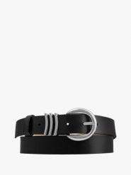 Czarny pasek ze skóry licowej. Czarne paski Ryłko, bez wzorów, ze skóry, eleganckie. Za 129.99 zł.