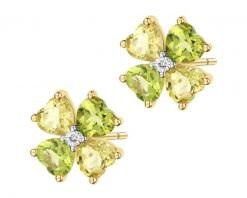 Kolczyki z żółtego złota z diamentami i kamieniami ozdobnymi - koniczyny, serca - próba 375. Żółte kolczyki Apart, z diamentem, złote. Za 1,590.00 zł.