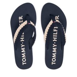 Japonki Tommy Hilfiger. Niebieskie klapki TOMMY HILFIGER, bez wzorów, bez obcasa. Za 169.99 zł.