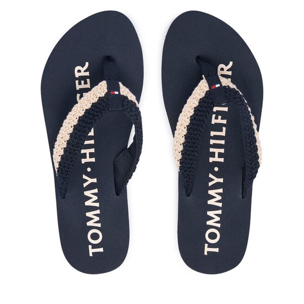 Japonki Tommy Hilfiger. Niebieskie klapki TOMMY HILFIGER, bez wzorów, bez obcasa. Za 169.99 zł.