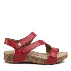 Sandały Josef Seibel. Czerwone sandały Josef Seibel, bez wzorów, bez obcasa, na płaskiej podeszwie, bez zapięcia. Za 389.99 zł.