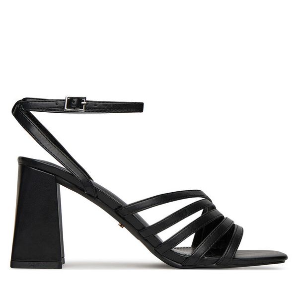 Sandały DeeZee. Czarne sandały DeeZee, bez wzorów, bez obcasa, na słupku, bez zapięcia. Za 129.99 zł.