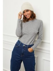 Soft Cashmere Kaszmirowy sweter w kolorze szarym rozmiar: 36. Szare swetry Soft Cashmere, bez wzorów, z kaszmiru, bez ramiączek. Za 274.21 zł.