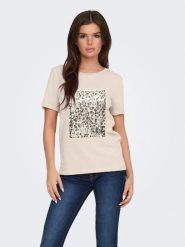 JDY Koszulka w kolorze beżowym rozmiar: L. Brązowe bluzki JDY, l, bez wzorów, z bawełny, bez kołnierzyka, bez ramiączek. Za 52.79 zł.