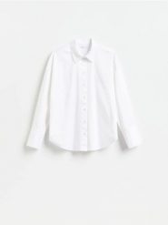 Bawełniana koszula - biały. Białe koszule Reserved, l, bez wzorów, z bawełny, bez kołnierzyka, bez ramiączek. Za 119.99 zł.