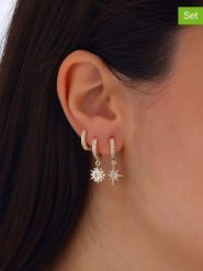 Luja Bijoux 3-częściowy zestaw kolczyków-kreoli z cyrkoniami rozmiar: onesize. Żółte kolczyki Luja Bijoux, z cyrkonią, z mosiądzu. Za 68.45 zł.