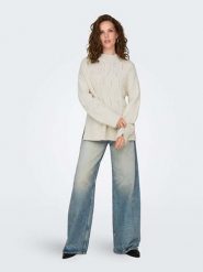 ONLY Sweter w kolorze kremowym rozmiar: M. Brązowe swetry Only, m, bez wzorów, ze splotem, bez ramiączek. Za 112.45 zł.