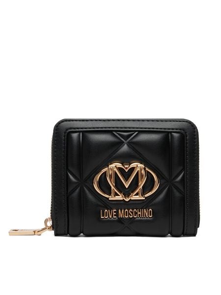 LOVE MOSCHINO Portfel JC5641PP1PLC0000 Czarny. Czarne portfele Love Moschino, bez wzorów, ze skóry. Za 459.99 zł.