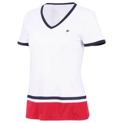 Koszulka treningowa damska Fila Elisabeth. Białe koszulki sportowe Fila, bez wzorów, z poliesteru, bez ramiączek. Za 249.99 zł.