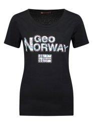 Geographical Norway Koszulka "Jiliane" w kolorze czarnym rozmiar: S. Czarne bluzki Geographical Norway, s, bez wzorów, z bawełny, bez kołnierzyka, bez ramiączek. Za 30.20 zł.