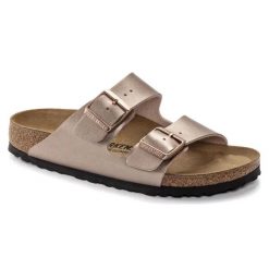 BIRKENSTOCK ARIZONA BF COPPER Klapki damskie. Brązowe klapki Birkenstock, bez wzorów, z materiału, bez obcasa. Za 299.99 zł.