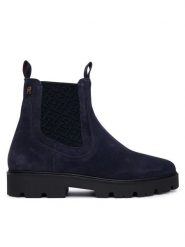 Tommy Hilfiger Sztyblety Th Monogram Suede Chelsea Boot FW0FW09563 Granatowy. Niebieskie botki TOMMY HILFIGER, bez wzorów, ze skóry, bez obcasa, na płaskiej podeszwie, bez zapięcia. Za 649.99 zł.