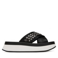 Klapki Liu Jo. Czarne klapki Liu Jo, bez wzorów, bez obcasa. Za 439.99 zł.