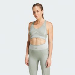 Biustonosz AEROKNIT Training Light Support. Szare bielizna sportowa Adidas, s, bez wzorów. W wyprzedaży za 114.50 zł.