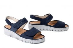 WALDLAUFER 630001 162 217 K-Valerie marine, sandały damskie. Niebieskie sandały Waldlaufer, bez wzorów, marine, bez obcasa, bez zapięcia. Za 420.67 zł.