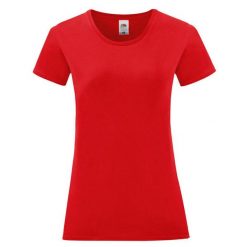 T-shirt Damski Iconic 150. Czerwone t-shirty FRUIT OF THE LOOM, s, bez wzorów, z bawełny, bez kołnierzyka, bez ramiączek. Za 28.99 zł.