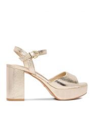 DeeZee Sandały CEO-SF79601 Złoty. Żółte sandały DeeZee, bez wzorów, z materiału, bez obcasa, na słupku, bez zapięcia. Za 139.99 zł.