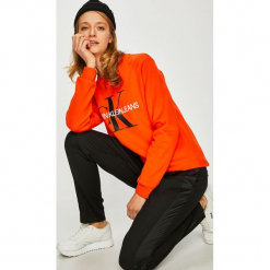 Calvin Klein Jeans - Bluza. Brązowe bluzy sportowe Calvin Klein Jeans, l, z nadrukiem, z bawełny, bez kaptura. Za 399.90 zł.