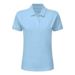 Damska Bawełniana Koszulka Polo Krótki Rękaw. Niebieskie koszulki polo SG, s, bez wzorów, z bawełny, bez kołnierzyka, bez ramiączek. Za 72.99 zł.
