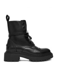 Badura Trapery C-70307 Czarny. Czarne botki Badura, bez wzorów, ze skóry, bez obcasa, na płaskiej podeszwie, bez zapięcia. Za 439.99 zł.