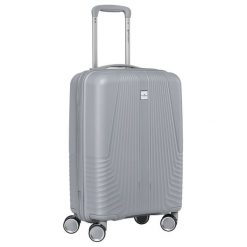 Kabinowa, szara walizka podróżna z teleskopowym uchwytem Peterson PTN PP-09-W. Szare walizki Peterson, bez wzorów. Za 154.99 zł.