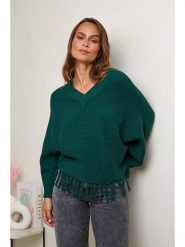Soft Cashmere Sweter w kolorze zielonym rozmiar: 38/40. Zielone swetry Soft Cashmere, bez wzorów, ze splotem, bez ramiączek. Za 92.42 zł.