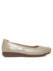 Rieker Baleriny L9353-62 Złoty. Żółte baleriny Rieker, bez wzorów, ze skóry, bez obcasa. Za 209.99 zł.