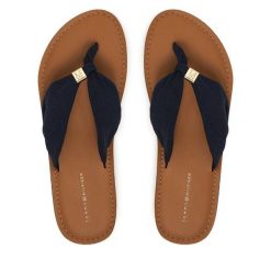 Japonki Tommy Hilfiger. Niebieskie klapki TOMMY HILFIGER, bez wzorów, bez obcasa. Za 229.99 zł.