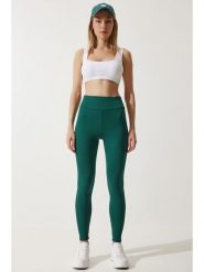 Happiness Istanbul Legginsy w kolorze ciemnozielonym rozmiar: 36. Zielone legginsy Happiness Istanbul, bez wzorów, z podwyższonym stanem. Za 48.28 zł.