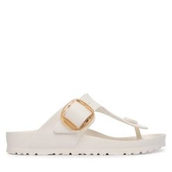 Japonki Birkenstock. Białe klapki Birkenstock, bez wzorów, bez obcasa. Za 269.99 zł.