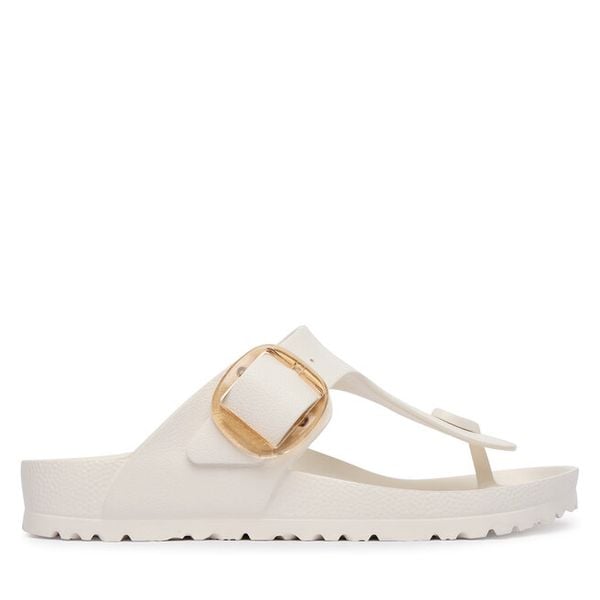 Japonki Birkenstock. Białe klapki Birkenstock, bez wzorów, bez obcasa. Za 242.99 zł.