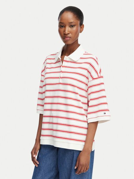 Tommy Hilfiger Polo WW0WW50026 Kolorowy Oversize. Koszulki polo TOMMY HILFIGER, xl, bez wzorów, z bawełny, bez kołnierzyka, bez ramiączek. Za 289.99 zł.