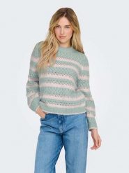 ONLY Sweter w kolorze błękitno-jasnoróżowym rozmiar: M. Niebieskie swetry Only, m, bez wzorów, ze splotem, bez ramiączek. Za 94.95 zł.