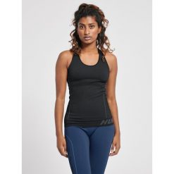Damski tank top Hummel TE Christel. Czarne koszulki sportowe Hummel, bez wzorów, z dzianiny, bez ramiączek, na fitness i siłownię. W wyprzedaży za 83.40 zł.