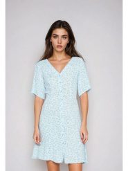 Monki Sukienka w kolorze błękitnym rozmiar: XL. Niebieskie sukienki Monki, na co dzień, xl, bez wzorów, z wiskozy, bez kołnierzyka, bez ramiączek, mini, proste. Za 43.99 zł.
