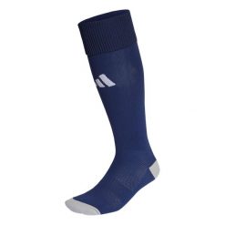 Getry piłkarskie Adidas Milano 23. Niebieskie legginsy sportowe Adidas, bez wzorów, z dzianiny, na fitness i siłownię. Za 30.99 zł.