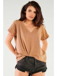 INFINITE YOU Koszulka w kolorze beżowym rozmiar: onesize. Brązowe bluzki Infinite You, bez wzorów, bez kołnierzyka, bez ramiączek. Za 65.07 zł.