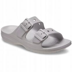 Klapki Dla Dorosłych Crocs Saturday Sandal. Szare klapki Crocs, bez wzorów, z materiału, bez obcasa. Za 199.99 zł.