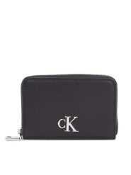 Calvin Klein Jeans Mały Portfel Damski Minimal Monogram M Zip Around T K60K611970 Czarny. Czarne portfele Calvin Klein Jeans, bez wzorów, z jeansu. Za 169.99 zł.