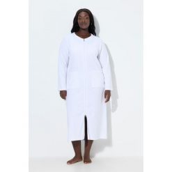 Damskie Szlafrok dwukierunkowy zamek błyskawiczny frotte miękki w dotyku. Białe szlafroki Ulla Popken, plus size, bez wzorów, z bawełny, plus size, bez ramiączek, bez kaptura. Za 239.99 zł.