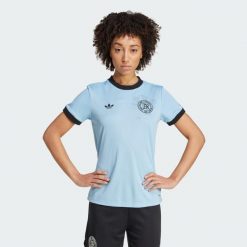 Koszulka Germany Anniversary. Czarne bluzki Adidas, s, bez wzorów, z materiału, sportowe, bez kołnierzyka, bez ramiączek. Za 449.00 zł.