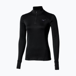 Bluza do biegania damska Mizuno Active Warm Half Zip. Czarne bluzy Mizuno, s, bez wzorów, z elastanu, bez kaptura. Za 179.99 zł.