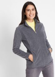 Bluza rozpinana z polaru. Czarne bluzy bonprix, bez wzorów, z polaru, bez kaptura. Za 99.99 zł.