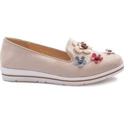 Brązowe Beżowe wsuwane półbuty na koturnie Multi Flower. Brązowe półbuty wsuwane ButyModne, bez wzorów, eleganckie, bez obcasa, na koturnie, bez zapięcia. Za 69.00 zł.